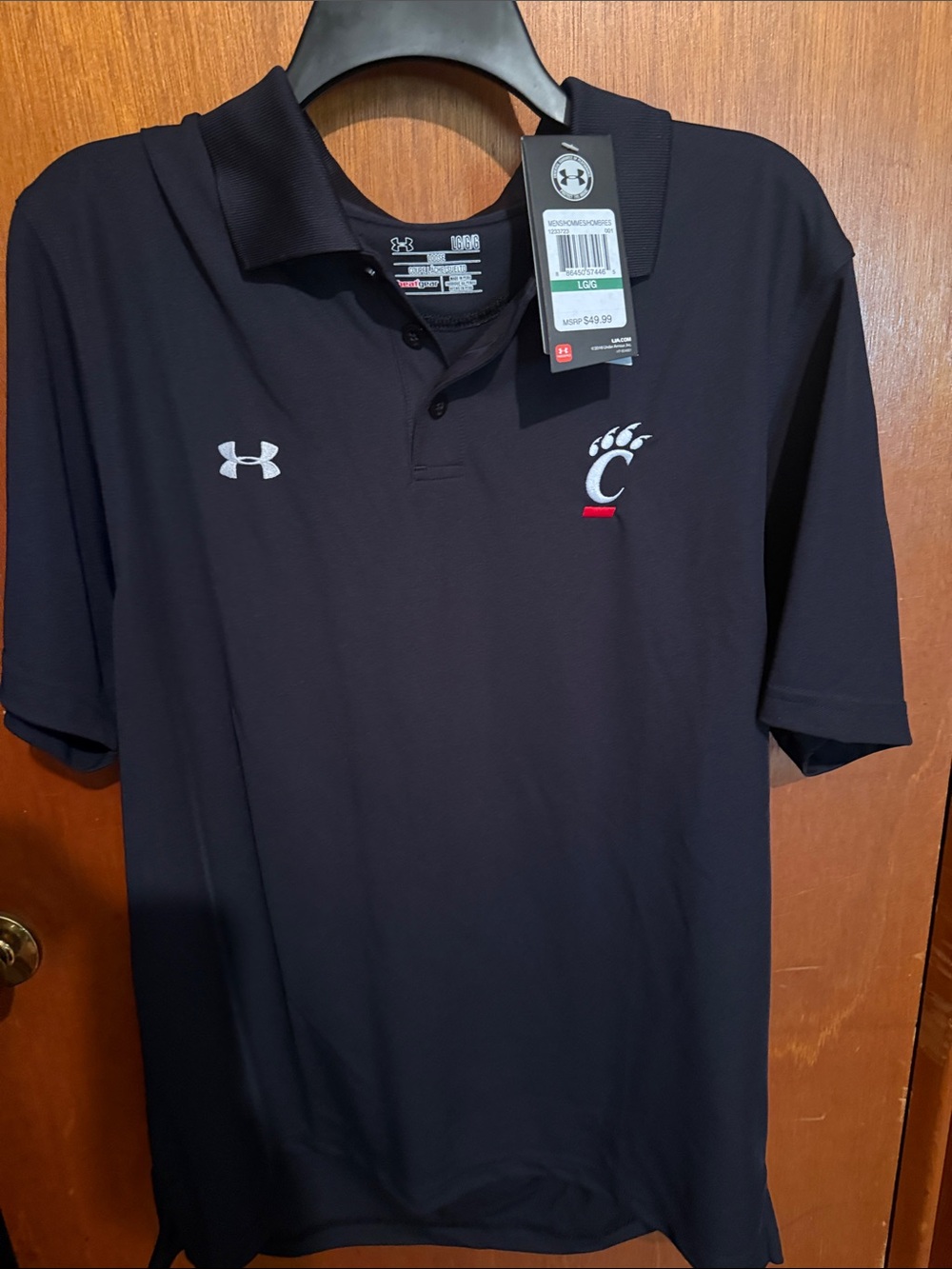 Under Armour Men’s Navy Polo with White & Red Cincinnati C Logo